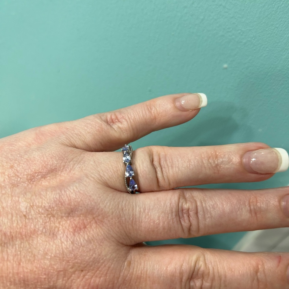 Rare Blue Tanzanite Silver Ring SZ 6 - Picture 3 of 8